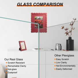 THKRLOF 11x14 Picture Frame with Mat for 8x10, Wavy Edge Wooden Real Glass Photo Frame for Wall Hanging, Red, 1 Pack