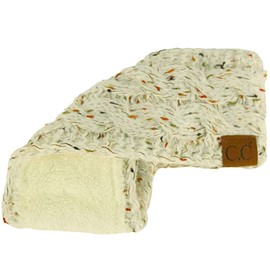 Winter CC Confetti Warm Fuzzy Fleece Lined Thick Knit Headband Headwrap Hat Cap Ivory