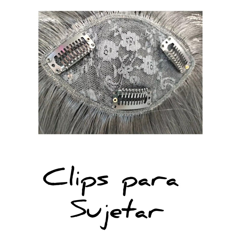Vegas Extensión Toupe Peluquín Postizo Con Fleco Premium 34cm Clip