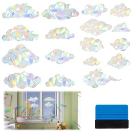 TXXATX Prism Window Sticker, Cloud-shaped Suncatcher Sticker, Pack of 17, Rainbow Film, Window, Electrostatic Adsorption, Bird Protection Sticker for Windows, Suncatchers for Door Windows, Decorating