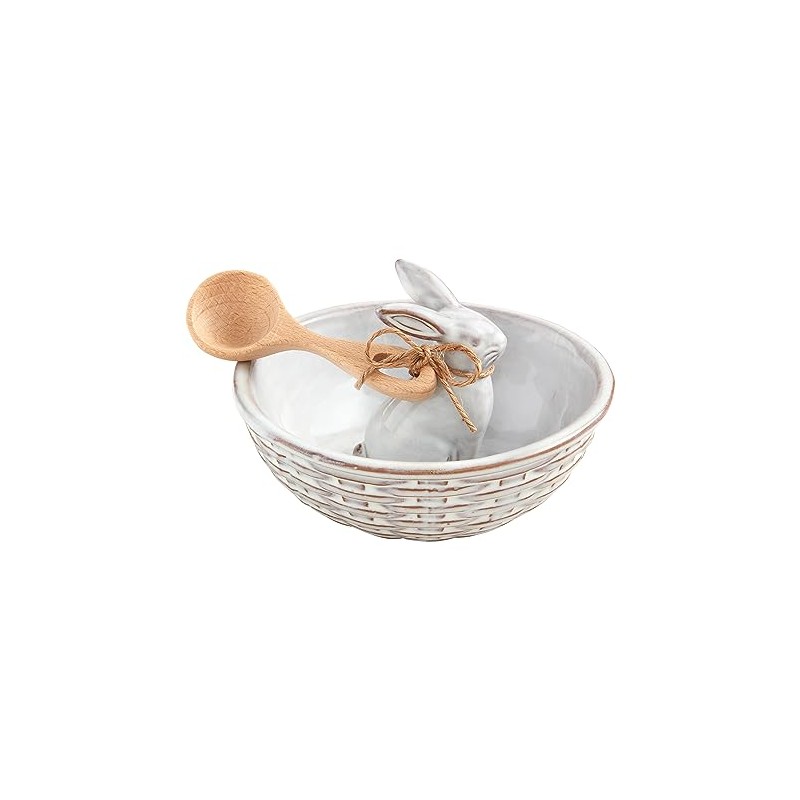 Mud Pie Bunny Bowl Tidbit, White; 5.75" dia x 4"