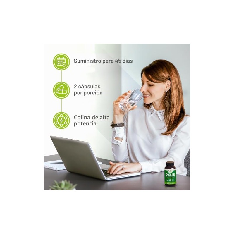 Nested Naturals | Colina Bitartrato 500 mg | 90 Cápsulas