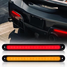 FXC 2 Pack 10" LED Trailer Tail Light Bar Brake Stop Sequential Turn Signal Lights Assembly Identification Strip Lamp w/Smoked Lens Waterproof for Pickup Golf Cart Offroad Truck RV UTV