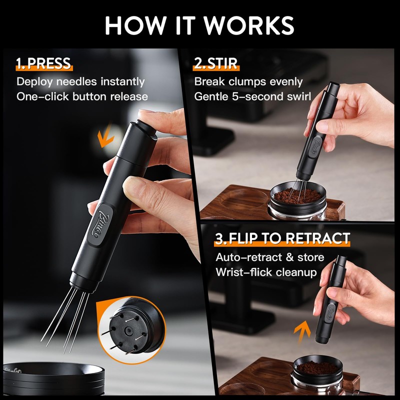 Retractable WDT Tool Espresso Distribution Tool - Coffee Distributor Espresso