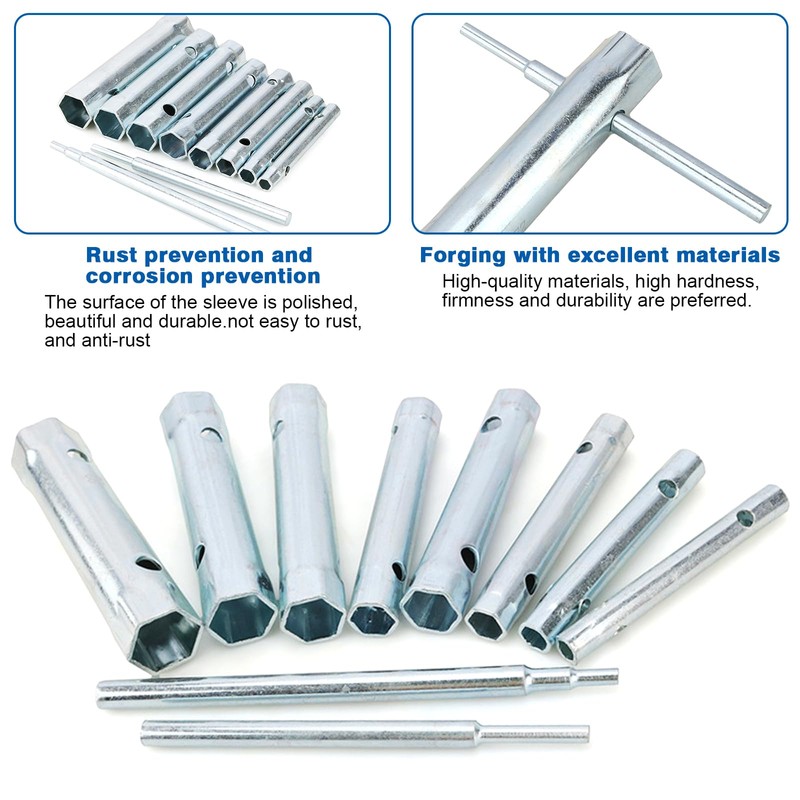 Rierousy 10 Pipe Socket Spanner Set Socket Spanner Spark Plug