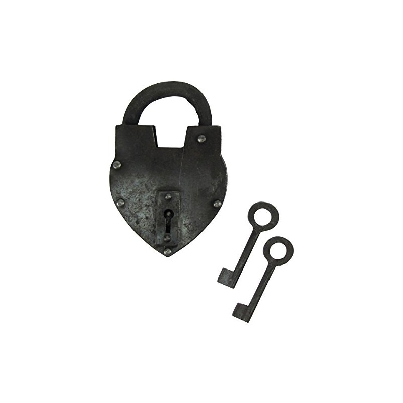 Treasure Gurus Unique Large Heart Shaped Railroad Padlock w/Keys