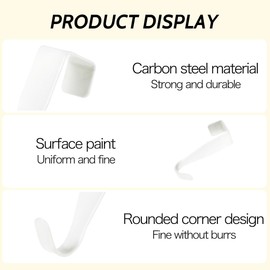 JEYORZY Pack of 8 Door Hooks, Door Hooks for Hanging, Coat Hooks for Outdoors, Home, Clothes Hooks, Door, Hooks for Hanging, Sturdy Hanging, No Drilling Required, Suitable for Standard Doors (White)