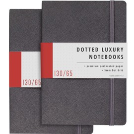 Papercode Bullet Journal Notebook - 2 Pack Luxury Soft Cover Dotted Journal - 130 Perforated Pages, Grey
