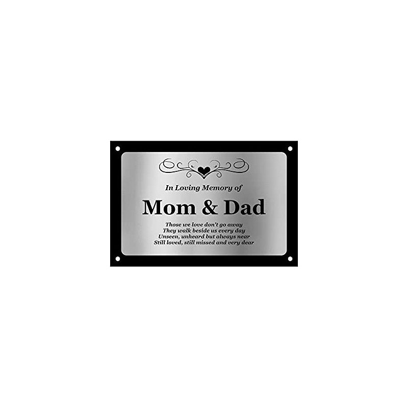 Beautifully Engraved Mom & Dad Memorial Plaque - Indoor and