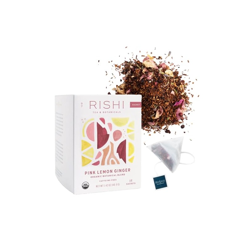 Rishi Tea Té de hierbas con jengibre y limón rosado,