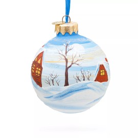 BESTPYSANKY Santa with Bag of Gifts Glass Ball Christmas Ornament 3.25 Inches