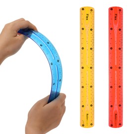 3Pcs Flexible Ruler, 30 cm/12 Inch Translucent Colorful Rulers Shatterproof Plastic Rulers Bendy Rulers with Inches and Centimeters for Kids Adults Classroom School Home Office (Red Yellow Blue)
