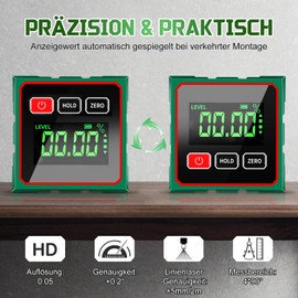 Diseleri Digital Spirit Level, Laser Protractor with Magnetic Base, Inclinometer with LCD Display, Type-C Interface, Magnetic Levelling Box Level Box for Woodworking, Construction, Decoration, DIY