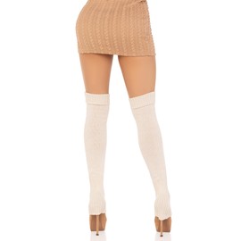 Leg Avenue Extra long ribbed knit leg warmers, O/S, IVORY