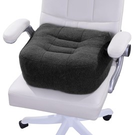 HOMBYS Extra Thick Chair Cushions for Office,6 in Breathable Adult Booster Seat for Car,Car Seat Cushion to Raise Seat Height,Shredded Memory Foam Desk Chair Cushion for Long Sitting,Black