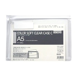 コクヨ クリアケース カラー チャック/マチ付 軟質タイプ A5 白 クケ-335W