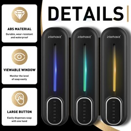 interhasa! Soap Dispenser Bathroom Wall Mounted Body Wash Shower Gel Shampoo and Conditioner Soap Dispenser 3 Chamber 3 in 1 Shower Dispenser for Commercial Home Black 350ML×3