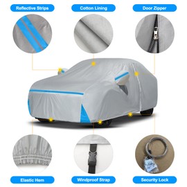 Car Cover for 1999-2025 Nissan Sentra, Waterproof Custom-fit All Weather Sun Rain UV Dust Snow Wind Protection Outdoor Sentra Full Car Cover with Door Zipper and Cotton Lining-Grey