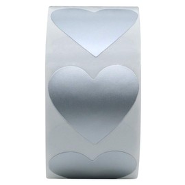 Hybsk Silver Heart Stickers Valentine's Day Crafting Scrapbooking 30mm Adhesive Label (Silver)