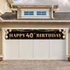 Large Happy 40th Birthday Decoration Banner, Black and Gold Happy