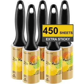 TIANBO FIRST Extra Sticky Lint Rollers for Pet Hair Small Pet Hair Rollers Dog Cat Fuzz Clean Removal Rolls Easy Tear Sticky Lint Roller Removers for Clothes Couch Furniture, 450 Sheets Total, 5 Packs