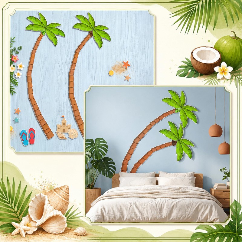 Dunzoom 4 Pack Jointed Palm Trees, Cardstock Paper Palm Tree
