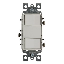 Leviton 15 Amp, 120 Volt, Individual Switches, 2 Switch Combination, Illuminated Dual Rocker, 1754-ILW, White