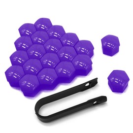 KUQUTIDY 20PCS Lug Nut Covers, 19mm Anti-Theft Hexagonal Wheel Lug Nut Caps with Removal Tool, Car Wheel Rims Center Bolt Protection Caps, Automotive Exterior Accessories for Car Tire Hub (Purple)