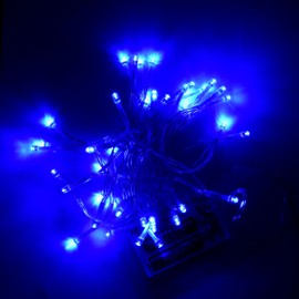 Karlling Battery Operated Christmas Lights,8 Flashing Mode 13 ft Short Clear Wire Led Fairy Light String with Timer for Small Mini Xmas Tree and Wedding Party Indoor/Outdoor Decoration (Blue, 1Pack)