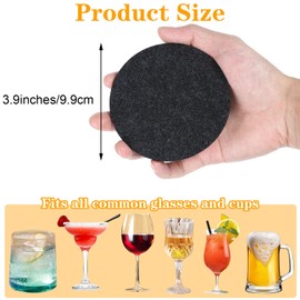 Xinjoduz 12 PCS Felt Coasters with Holder, Coasters for Drinks Absorbent, Cup Mat Desk Coaster for Drinks Bar Home Coffee Table Decor Heat Resistant Tabletop Protection, 4 Inch (Gray)