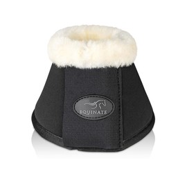 Equinate Furlyn Bell Boots with Synthetic Lambskin, M, Black, Robust and Shock-Absorbing Neoprene Jumping Bells, Hoof Protection for Training and Tournaments, Set of 2