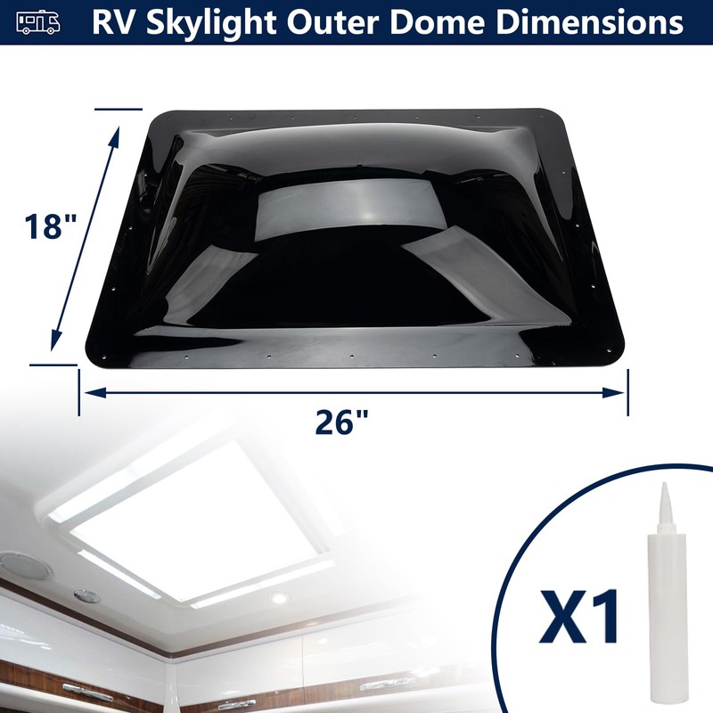 GEATaaT RV Skylight Outer Dome,18"x26" OD Universal Skylight Fits All