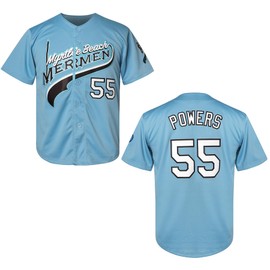MESOSPERO Youth Baseball Jersey 55 Kenny Powers Shirt for Girl's Button Down Movie Jerey Stitched Blue S-XL (X-Large,Youth-55 Blue)