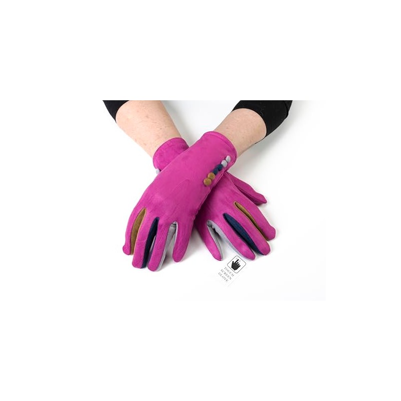 'Margot' Ladies' Gloves Vera Tucci Suede Feel Touch Screen Multi