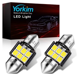 Yorkim 578 Festoon LED Bulb 41mm 42mm LED White Super Bright Canbus Error Free 16-SMD 4014 Chipset, 212-2 Dome Light, Interior Light MAP Light 211-2 Bulb, Pack of 2