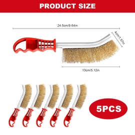 Brass Grill Brush, Pack of 5, Brass Brush, 140 mm Wire Brush, Brass Grill Brush, Brass Brush for Cleaning Weld Slags and Rust and Grill Residues