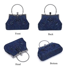 LIFEWISH Bolsos de mano de boda para mujer con lentejuelas, Azul marino