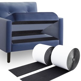 Nubarssy 4 Inch x 16.5 Feet Black Hook and Loop Tape with Adhesive, Nylon Heavy Duty Hook and Loop Tape Strips,Keep Couch Cushions from Sliding, Fixed Screen Window Carpet Wall Hanging