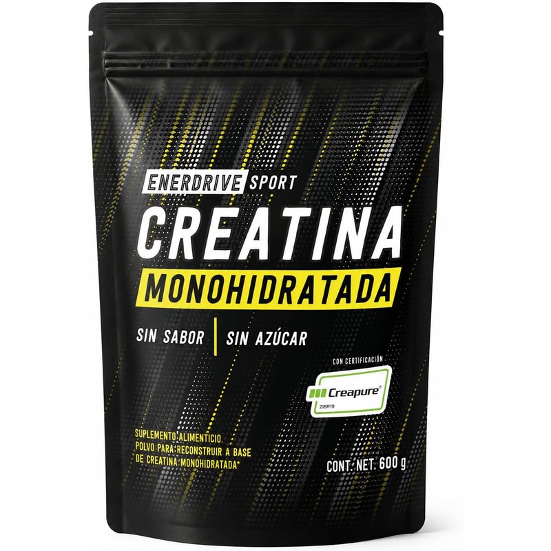 Enerdrive Sport Creatina Monohidratada, Certificación Creapure, 600g, 120 servicios