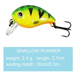 SEABUZZ Wobbler Chub Bug 2.4 g x 2.7 cm Flat Runner 0.3 m - Pike Zander Trout Bass Catfish Fishing Lure with Treble Hook - Predator Fishing Bait - Artificial Bait - Trout Bait - Fishing Lures