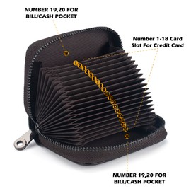 FACATH Credit Card Holder for Men and Women, RFID Blocking Credit Card Hold 20 Card Slots, Credit Card Holder, Genuine Leather, Small Card Case