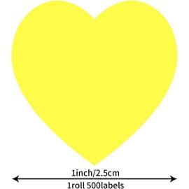 UKKQES Yellow Heart Shaped Stickers, 2.5CM Cute Decorative Love Labels for Valentine’s Day, Envelopes, Award Charts, Crafting, Scrapbooking, 500 Labels Per Roll