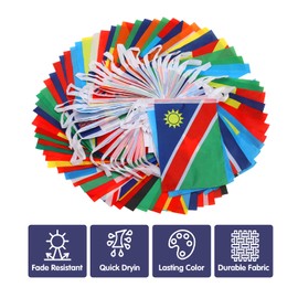 100 Countries String Flag Pennant Banner, Small Mini Flags Bunting, 82 Ft, 100 Flags for Heritage Hispanic Month, Party, Classroom Decoration