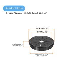 sourcing map 2Pcs Cable Grommets, Snap Bushing Grommet for Holes with 2.36"(60mm) Mounting, Round Nylon Snap in Cable Desk Grommet for Cables and Cords Management, Black