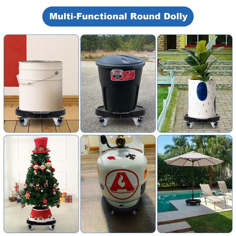 W B D WEIBIDA Trash Can Dolly Wheels Adjustable 15-19