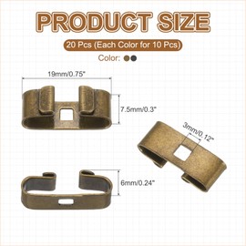 PATIKIL 20 Pcs Bolo Tie Slide Clasp, Rectangle Blank Buckle Slider Clip for Vintage Western Bolo Tie Buckle Accessories DIY Jewelry Making Craft Findings, Square Hole, Bronze/Black