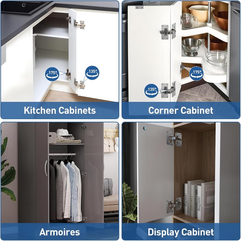 TamBee Corner Cabinet Hinge Bifold 175 Degree with Repair Plate