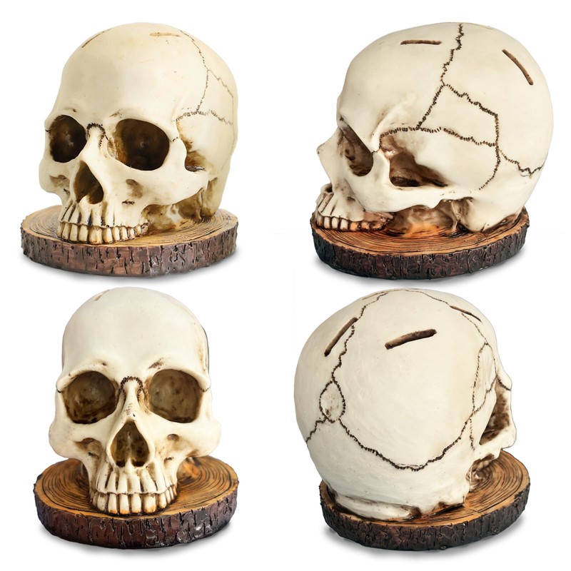 WALSIO Life Size Skull Knife Holder Resin Skull Shaped Knife
