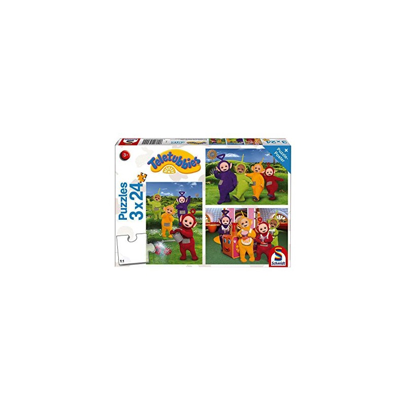 Schmidt Spiele 56244 Teletubbies, Teletubby-Land, Kinderpuzzle, 3x24 Teile, Weiss