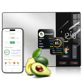KUAIVO Smart Nutrition Food Scale with TFT Display, Tracks Calories, Fat, Carbs & Protein, Works with App for Daily Reports, 50 Built-in Foods, 23 Nut